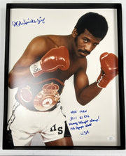 Michael Spinks "Jinx" Signed Auto 16x20 Photo Multiple Inscriptions HOF JSA COA0
