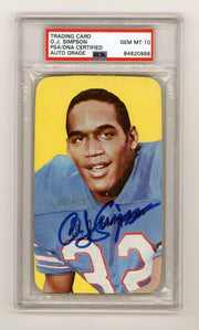 O.J. Simpson 1970 Topps Super 22 Rookie RC Signed PSA Authentic Auto Bills HOF B0