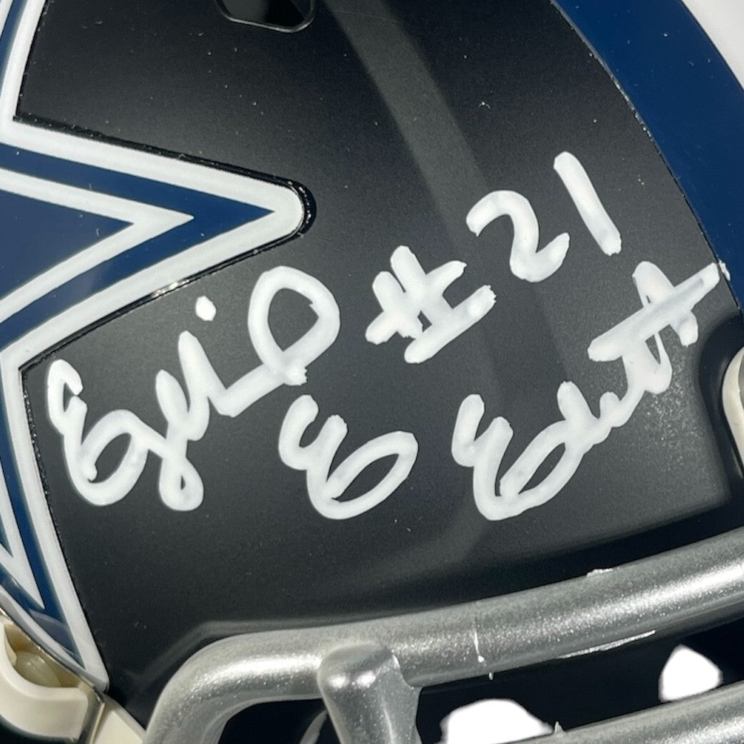 Ezekiel Elliott Signed Cowboys Flat Black Mini Helmet Beckett Wit BAS COA1