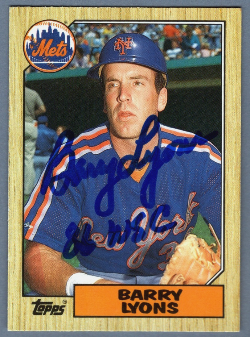 Barry Lyons Signed 1987 Topps Traded #68T Rookie RC w/ 86 WSC LSCM COA NY Mets0