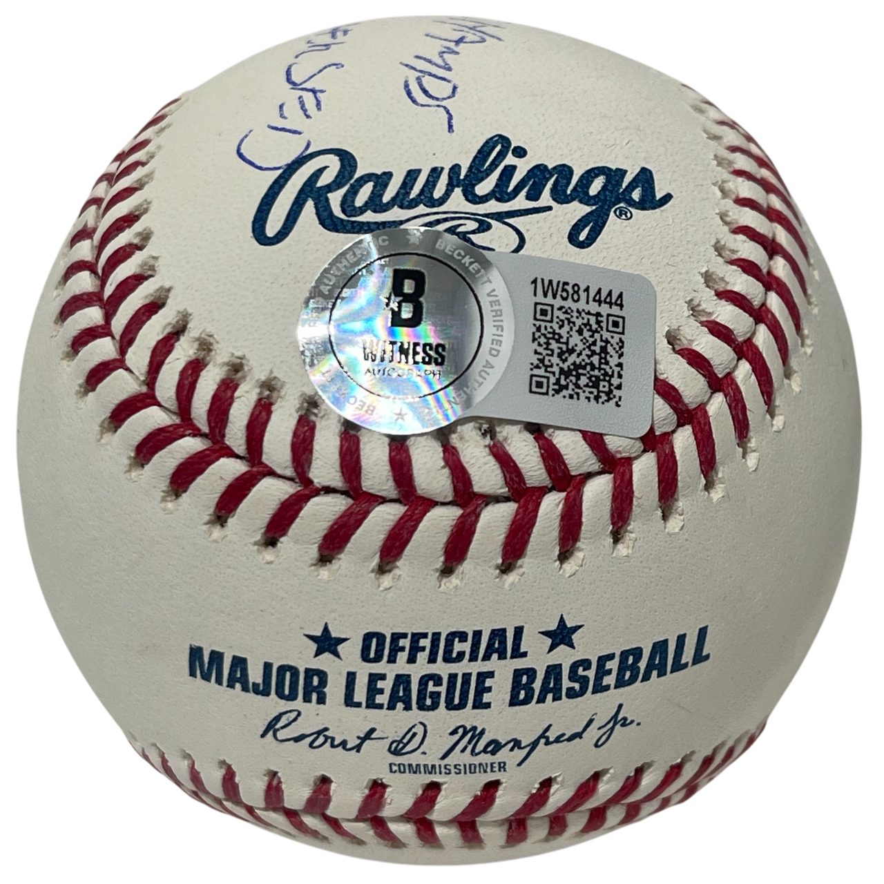 Derek Lowe Signed ROMLB Baseball w/ 2 Ins Beckett Witness BAS COA2