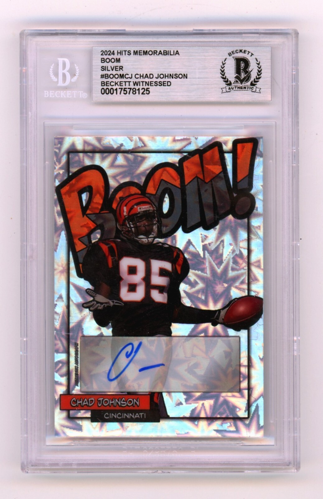 Chad Johnson 2024 Hits Memorabilia BOOM Silver Signed BGS BAS Auto Cincinnati0