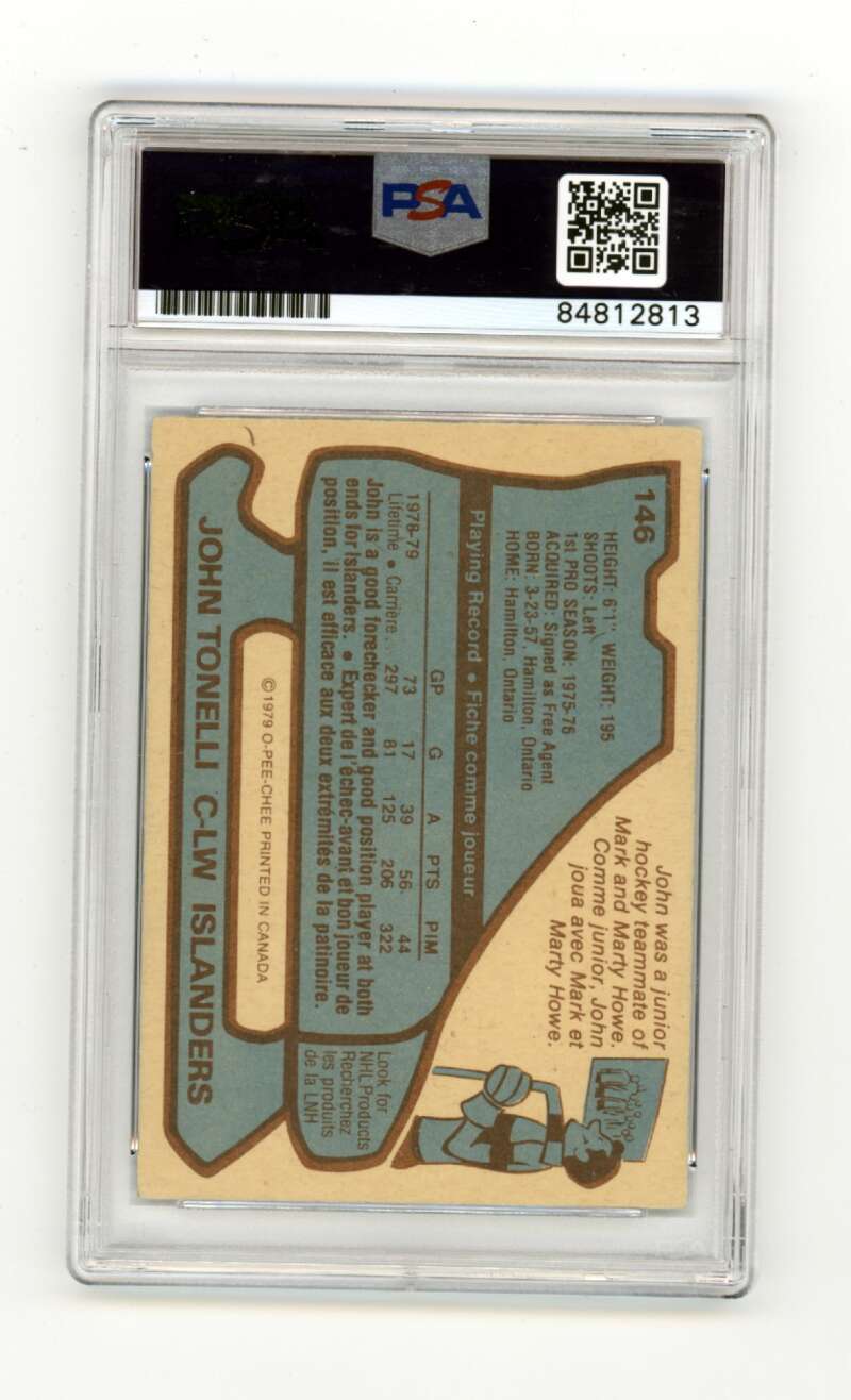 John Tonelli 1979-80 O-Pee-Chee OPC #146 RC w/ SC Insc Signed PSA Authentic Auto1