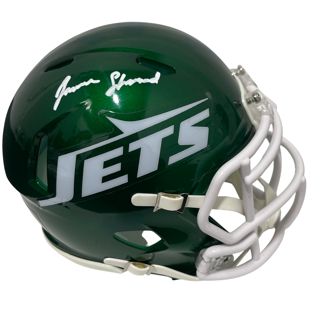 Jamien Sherwood Signed New York Jets Speed Mini Helmet Beckett Witness BAS COA0