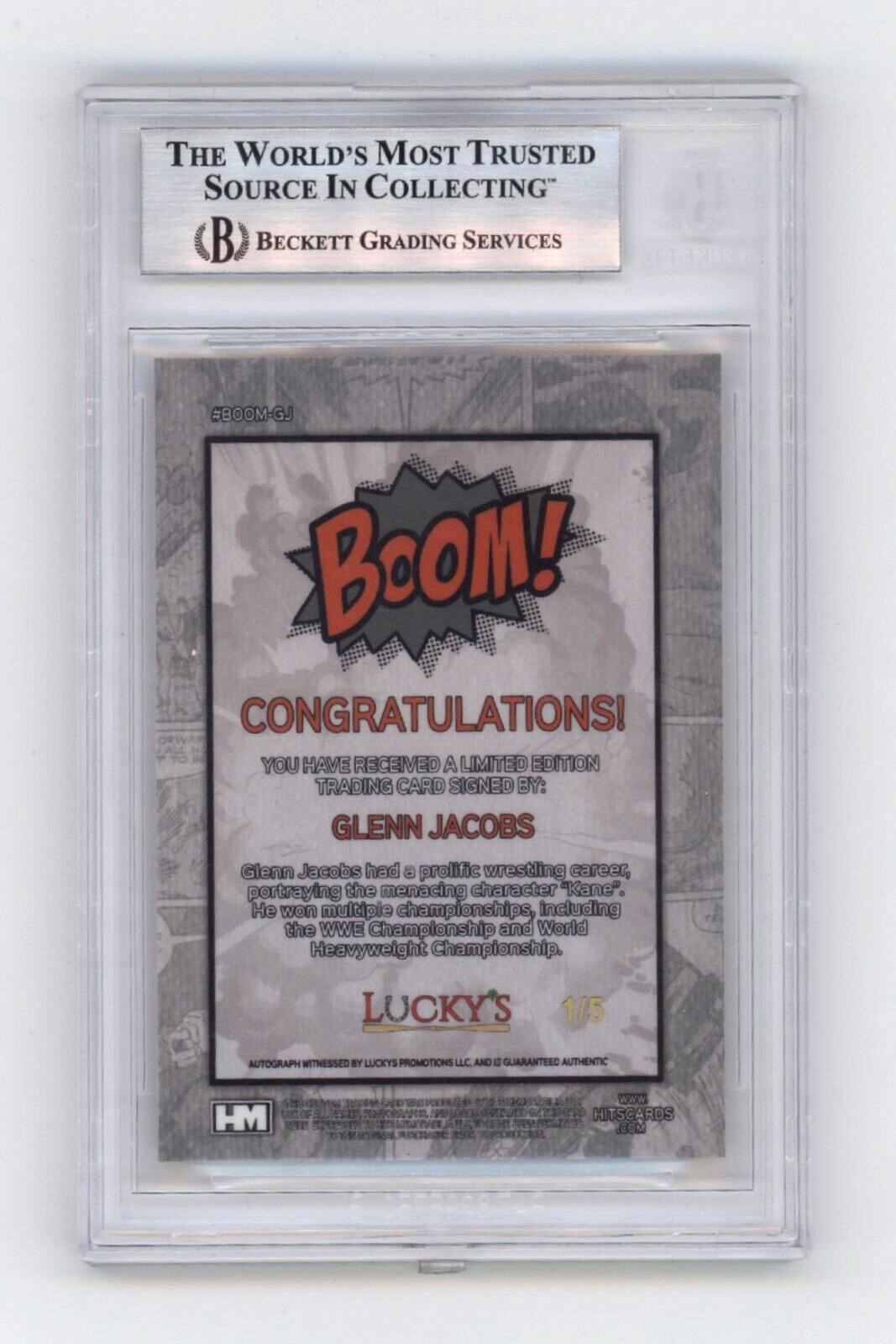 Glenn Jacobs KANE 2024 Hits Memorabilia BOOM Gold #/5 Signed BGS BAS Auto1