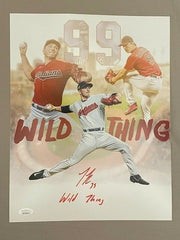 James Karinchak Signed Autographed Indians 11x14 Photo w/ Wild Thing JSA W COA0