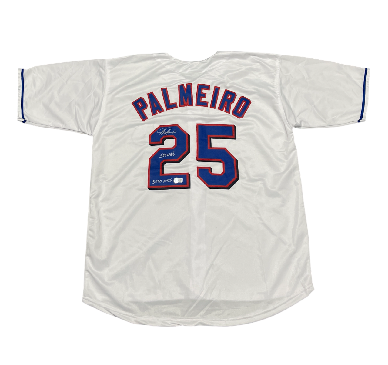 Rafael Palmeiro Signed Rangers Custom Jersey w/ 569 3020 Beckett Wit BAS COA0