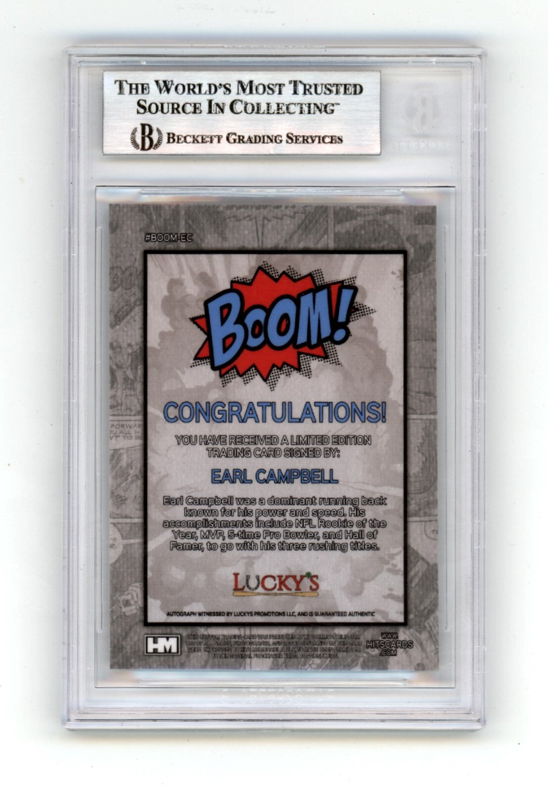 Earl Campbell 2024 Hits Memorabilia BOOM Silver Signed BGS BAS Auto Oilers HOF1