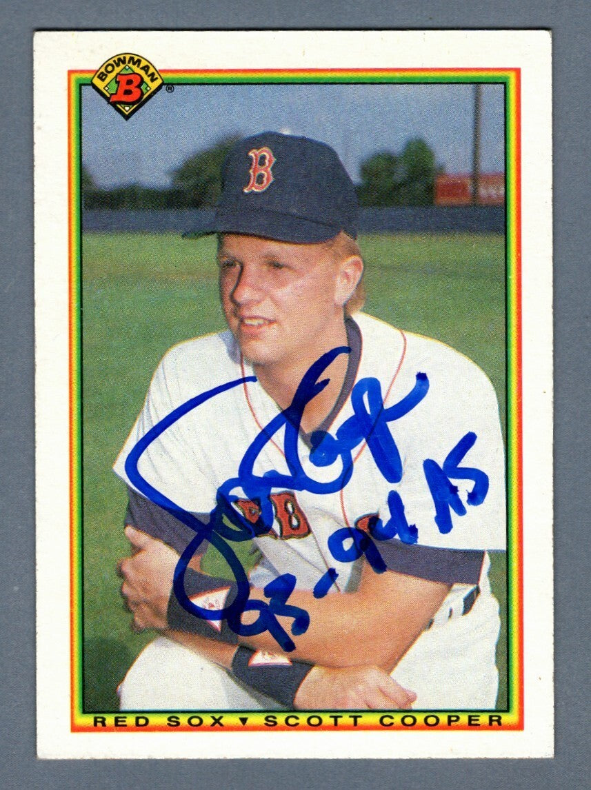 Scott Copper Signed 1990 Bowman Baseball 277 RC w/ All Star Ins LSCM COA Red Sox0
