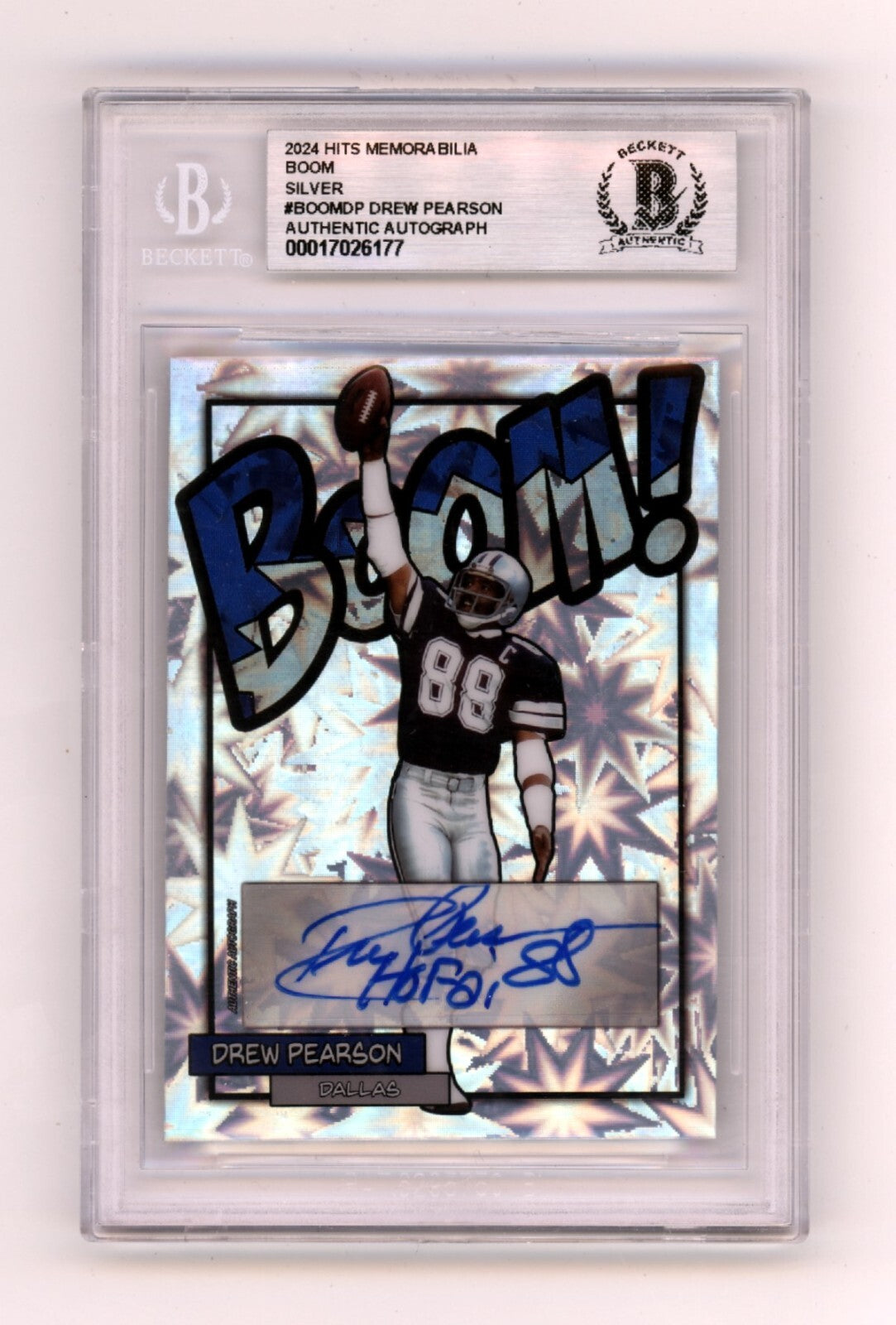 Drew Pearson 2024 Hits Memorabilia BOOM Silver Signed BGS BAS Auto HOF 21 Insc.0