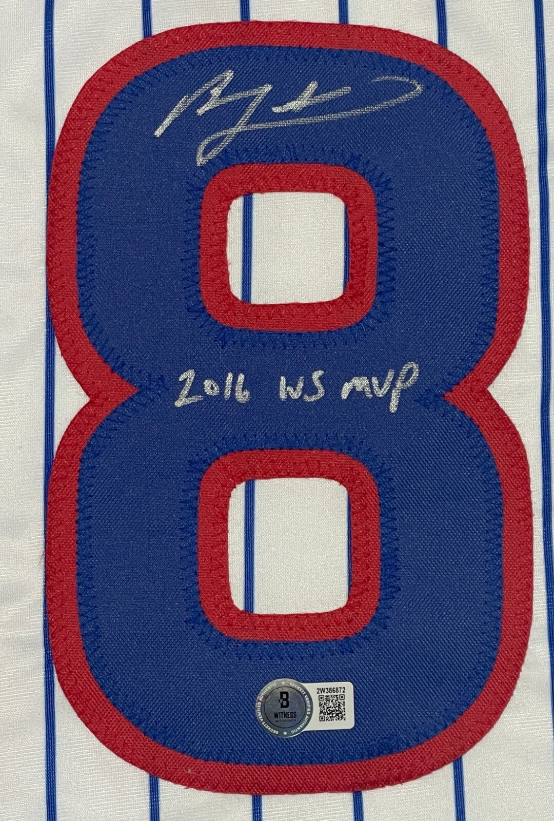 Ben Zobrist Signed Chicago Cubs Custom Jersey w/ 2016 WS MVP Beckett Wit BAS COA1