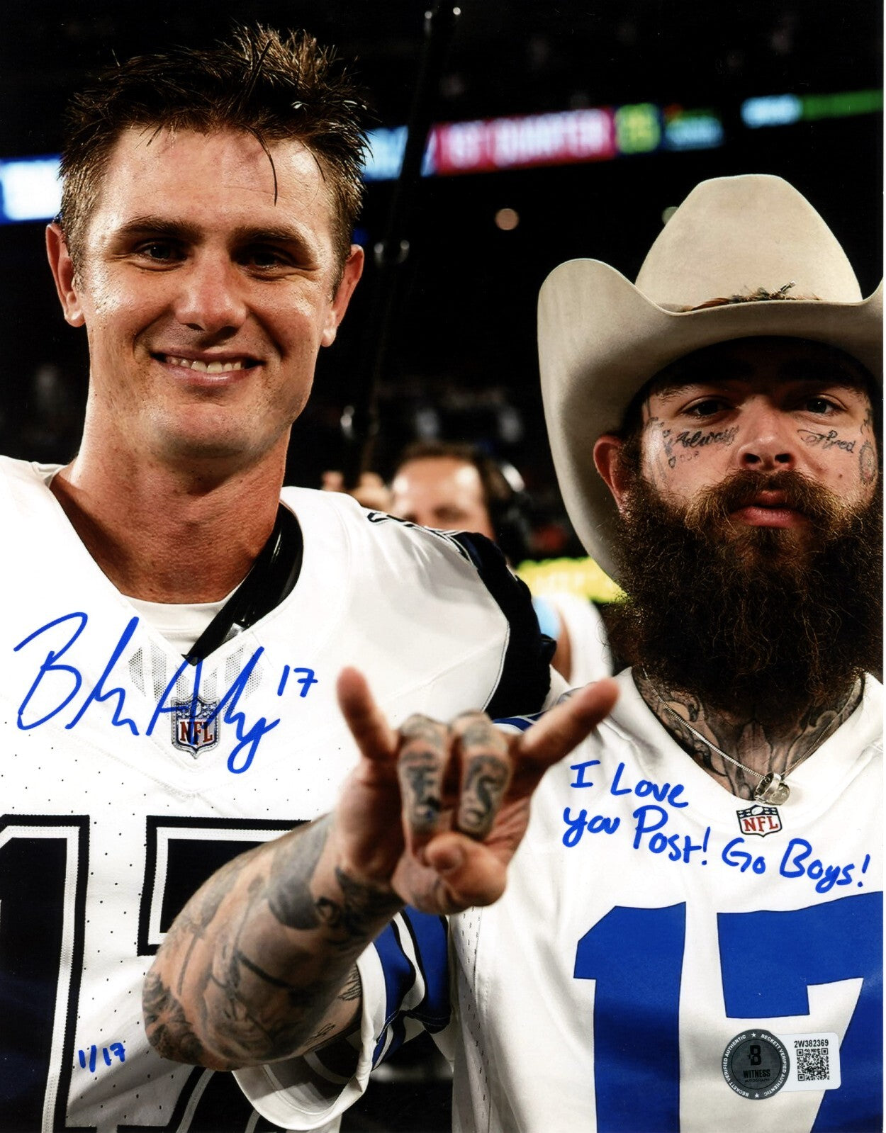 Brandon Aubrey Signed 8x10 Photo I Love You Post + LE #/17 Beckett BAS COA0