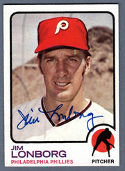Jim Lonborg Signed Autographed 1973 Topps #3 LSCM COA Philadelphia Phillies0