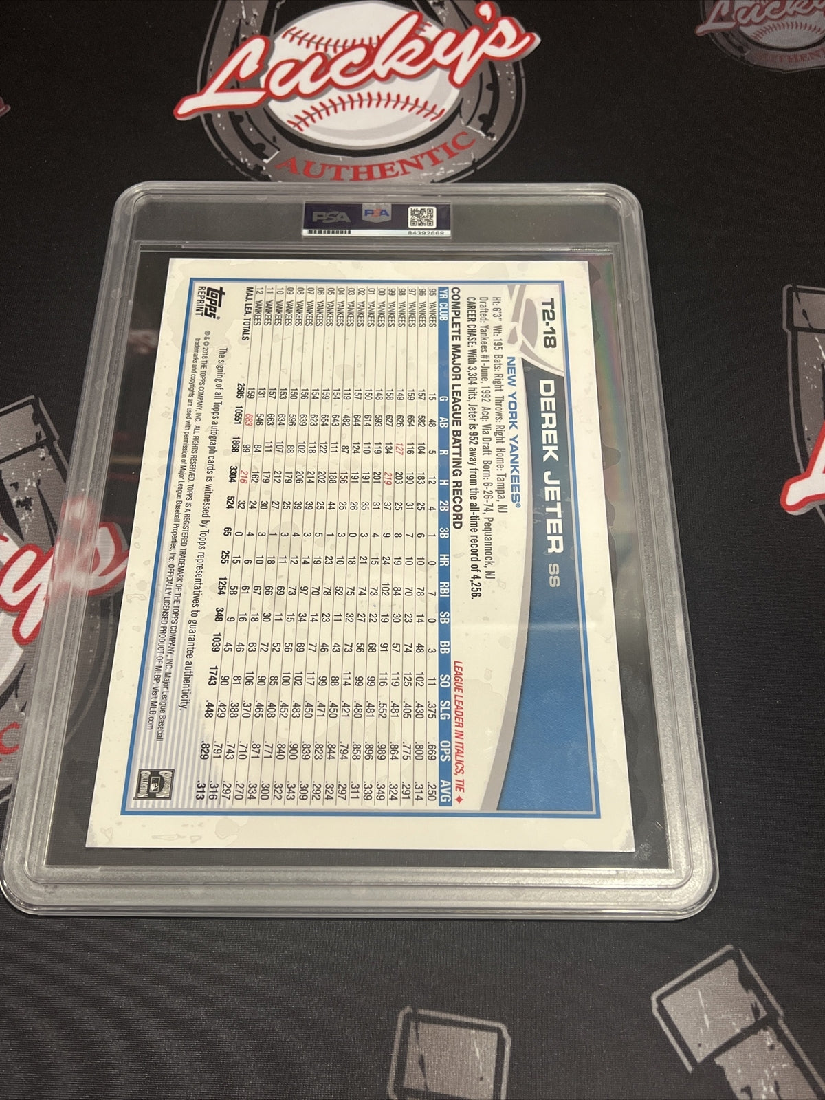 Derek Jeter 2018 Topps Turn 2 Foundation Oversized Signed On-Card Auto #4/15 PSA3