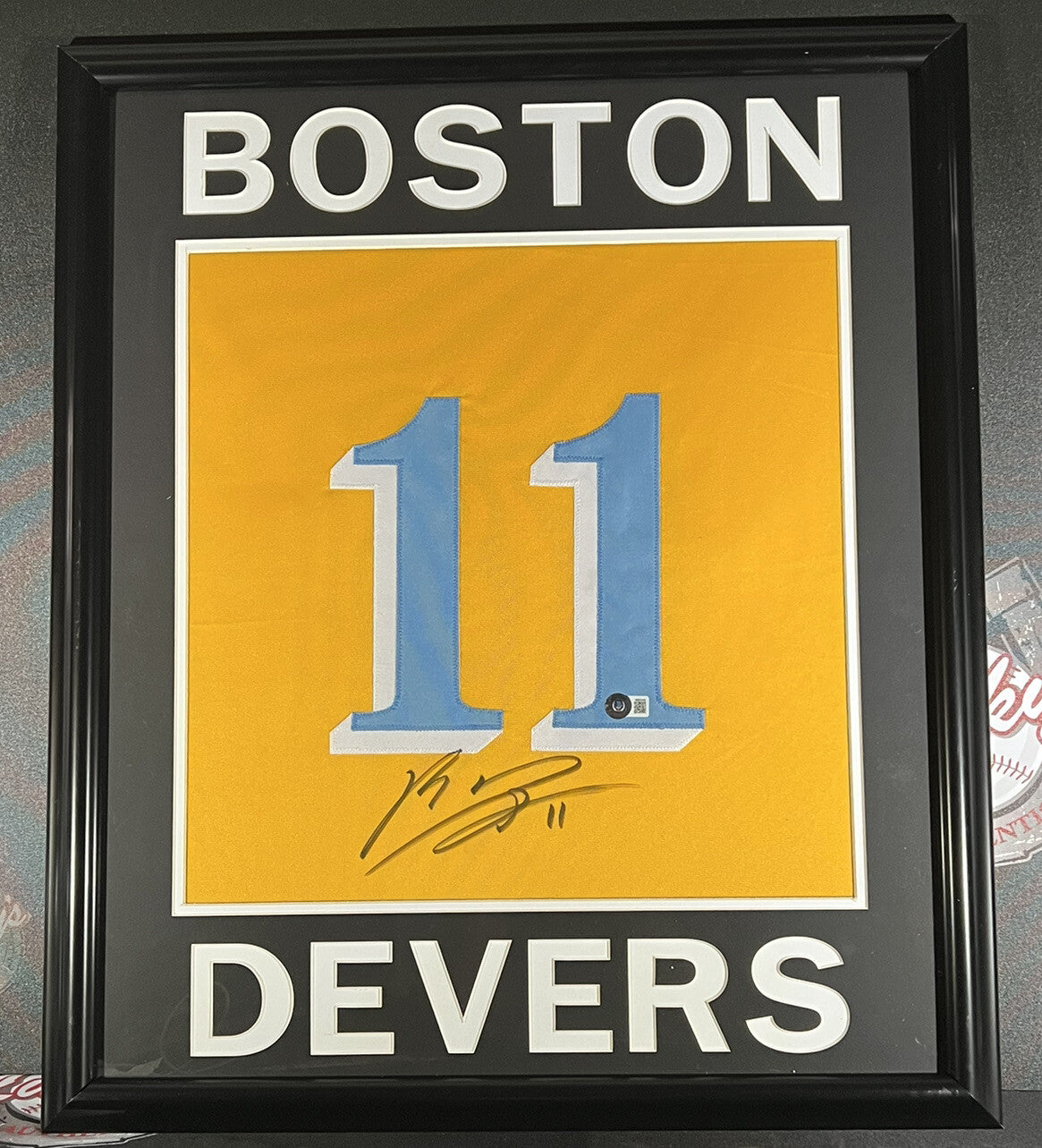 Rafael Devers Signed Framed Custom Jersey Boston Red Sox Beckett BAS COA0