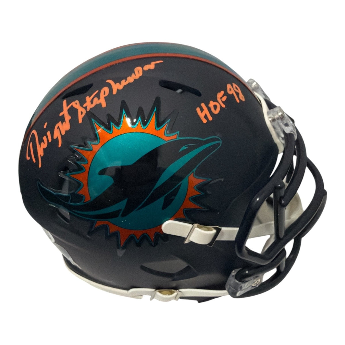 Dwight Stephenson Signed Dolphins Rivalries Mini Helmet w HOF 98 JSA Witness COA0