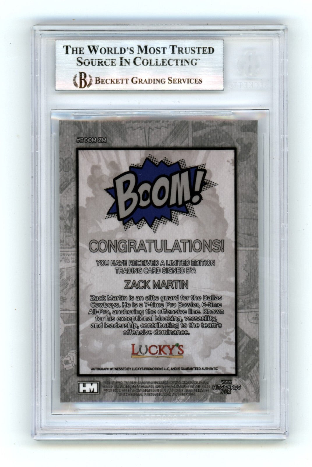 Zack Martin 2024 Hits Memorabilia BOOM Silver Signed BGS BAS Auto Cowboys1