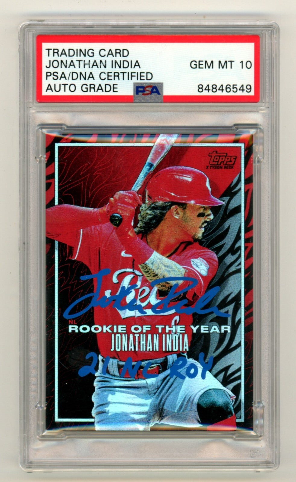 Jonathan India 2022 Topps Project 70 Foil #922 21 NL ROY /70 Signed PSA 10 Auto0