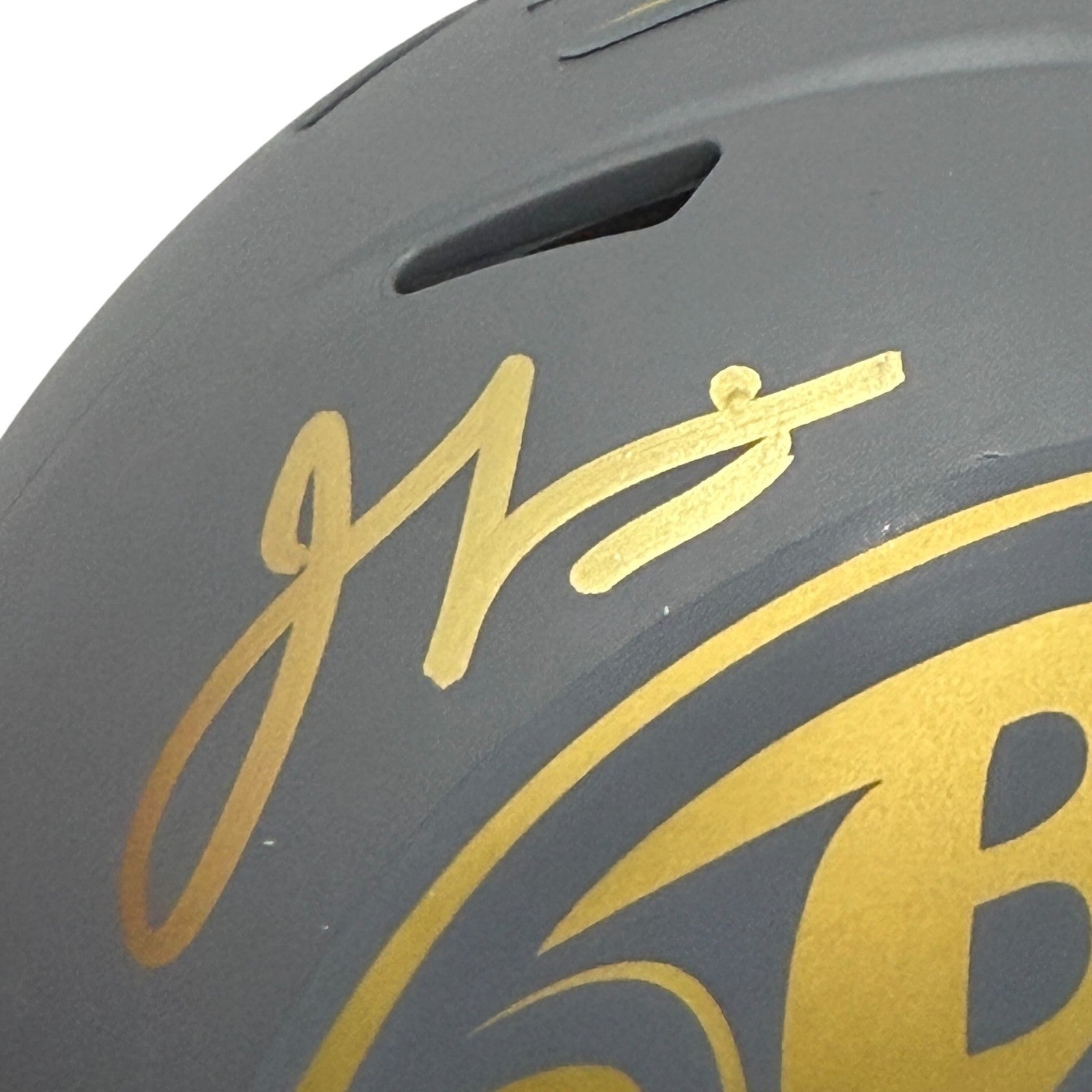 Jamal Lewis Signed Baltimore Ravens Slate Mini Helmet JSA Witness COA1
