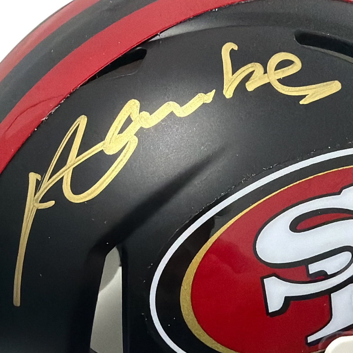 Merton Hanks Signed San Francisco 49ers Rivalries Mini Helmet JSA Witness COA1