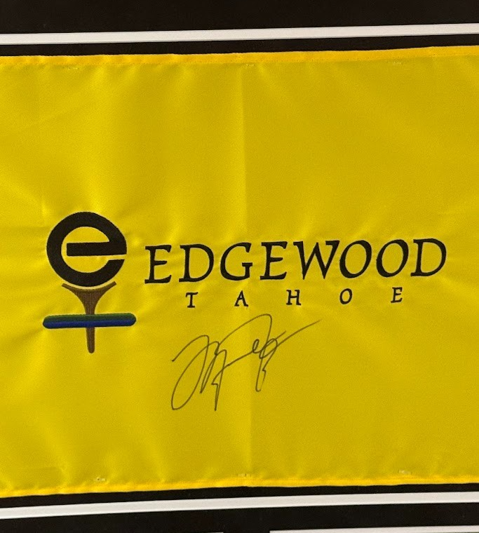 Michael Jordan Signed & Custom Framed Edgewood Tahoe Golf Pin Flag PSA LOA2