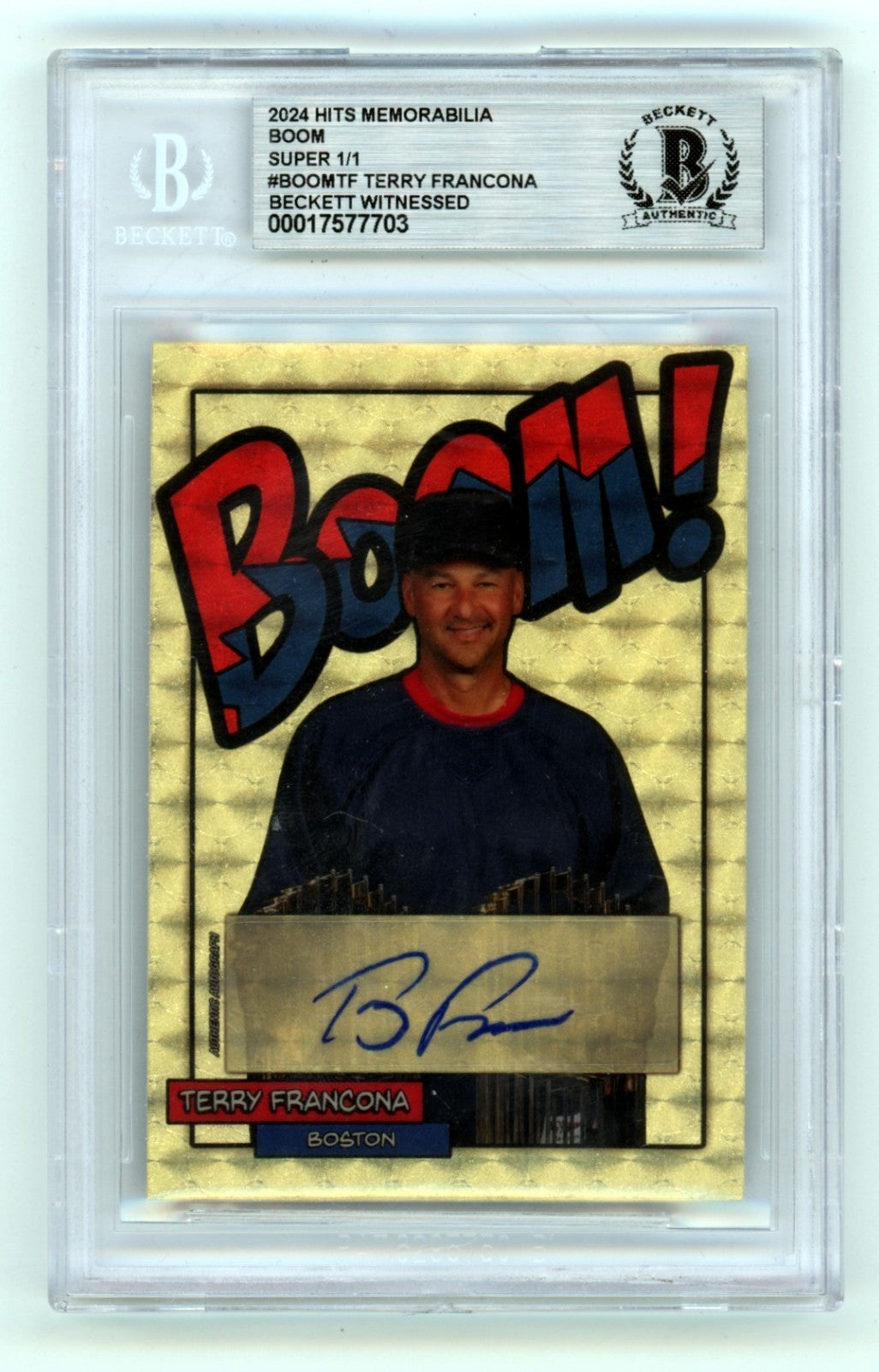 Terry Francona 2024 Hits Memorabilia BOOM Super #1/1 Signed BGS BAS Auto Red Sox0