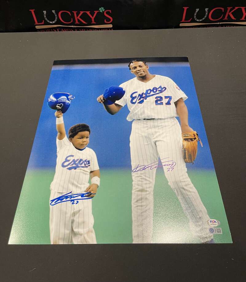 Vladimir Guerrero Jr & Sr Dual Signed Auto 16x20 Photo PSA COA USA SM COA RARE0