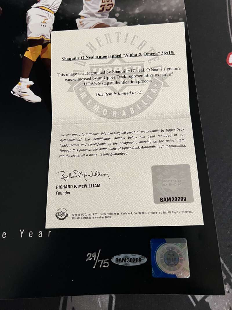 Shaquille O'Neal Shaq Signed Auto 36x15 Photo "Alpha & Omega" 29/75 UDA COA LSU2