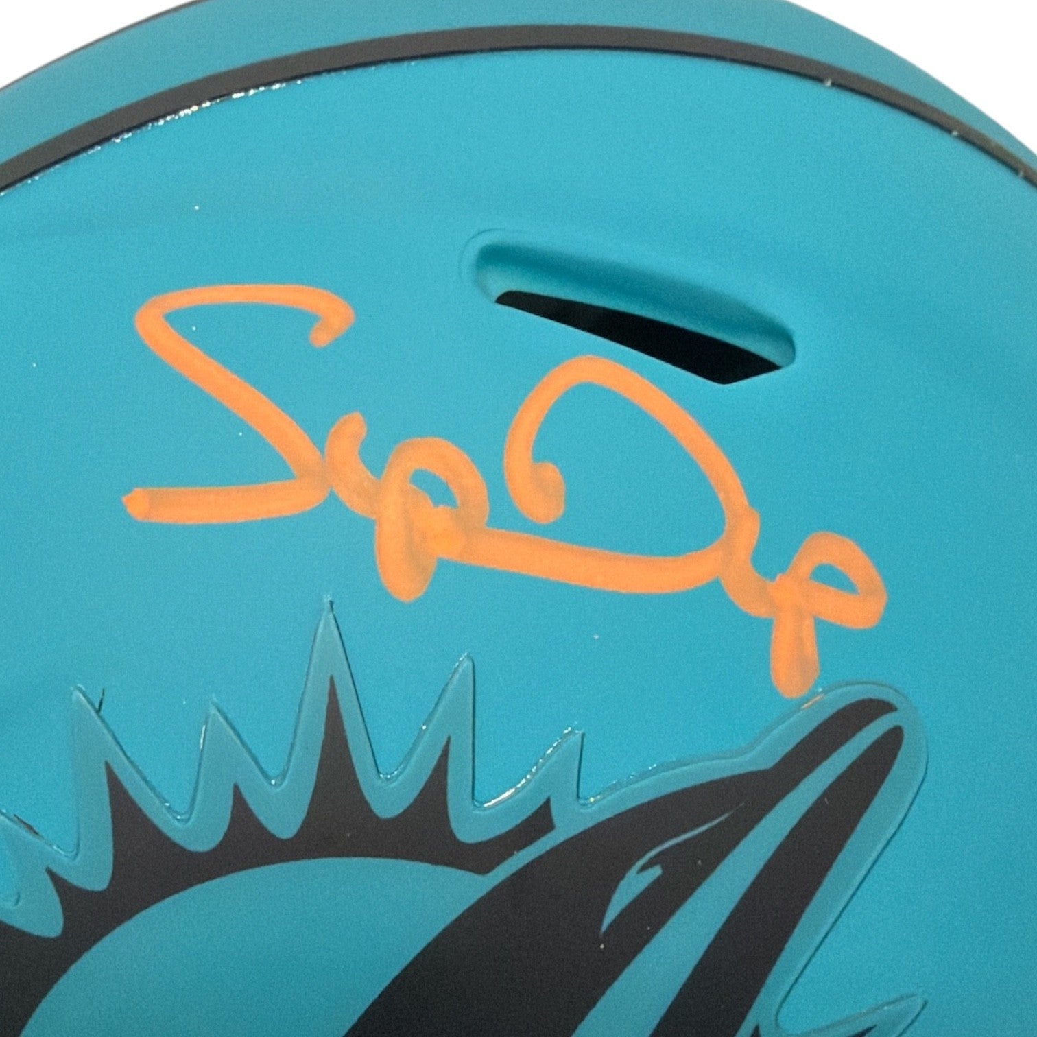 Mark Clayton & Mark Duper Dual Signed Dolphins Rave Mini Helmet JSA Wit COA2