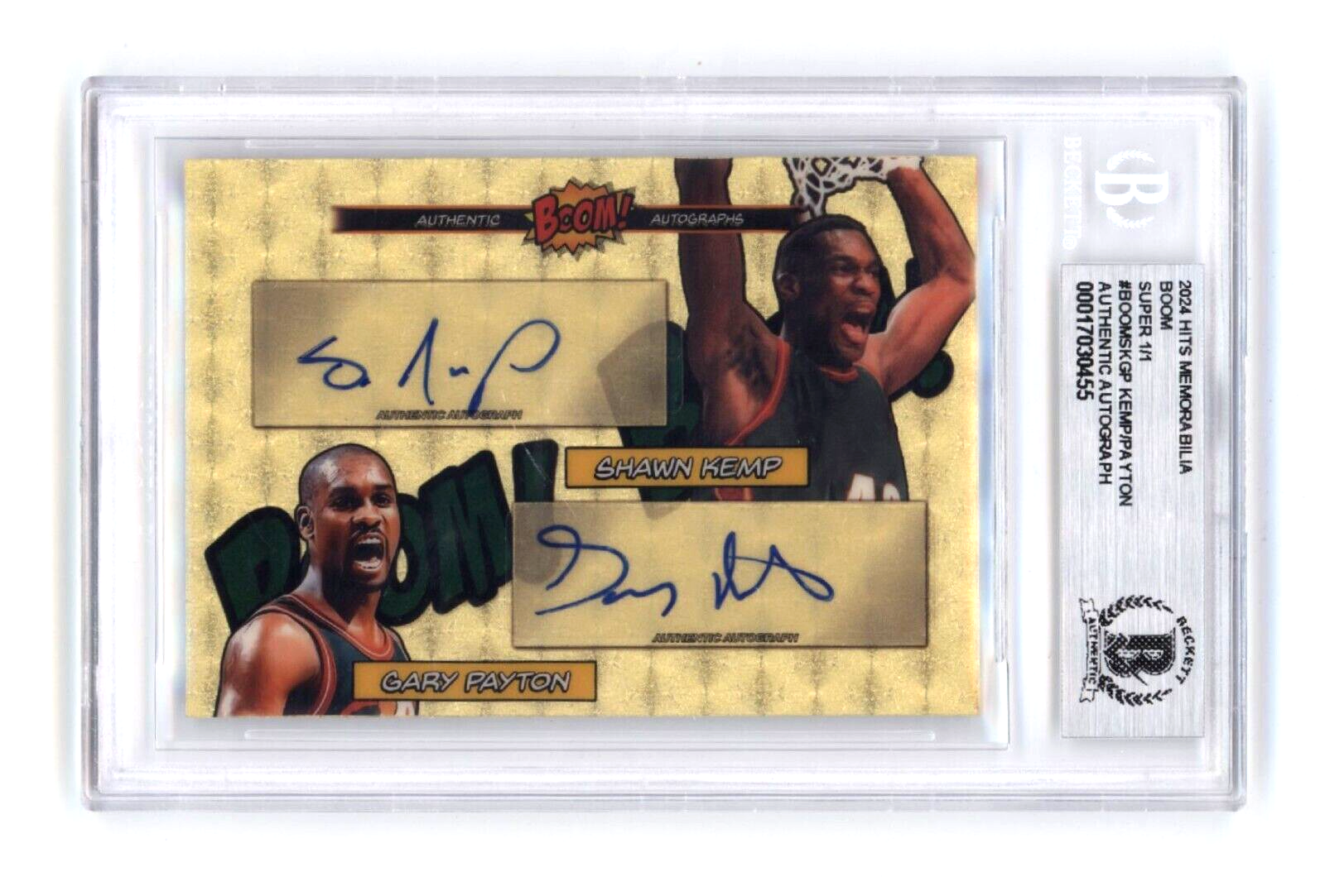Shawn Kemp & Gary Payton 2024 Hits BOOM Super #1/1 Dual Signed BGS BAS Auto0