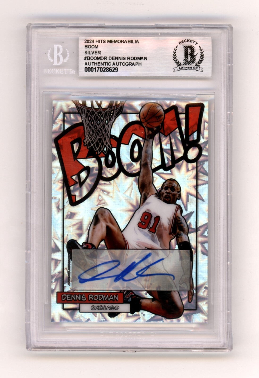 Dennis Rodman 2024 Hits Memorabilia BOOM Silver Signed BGS BAS Auto Bulls0