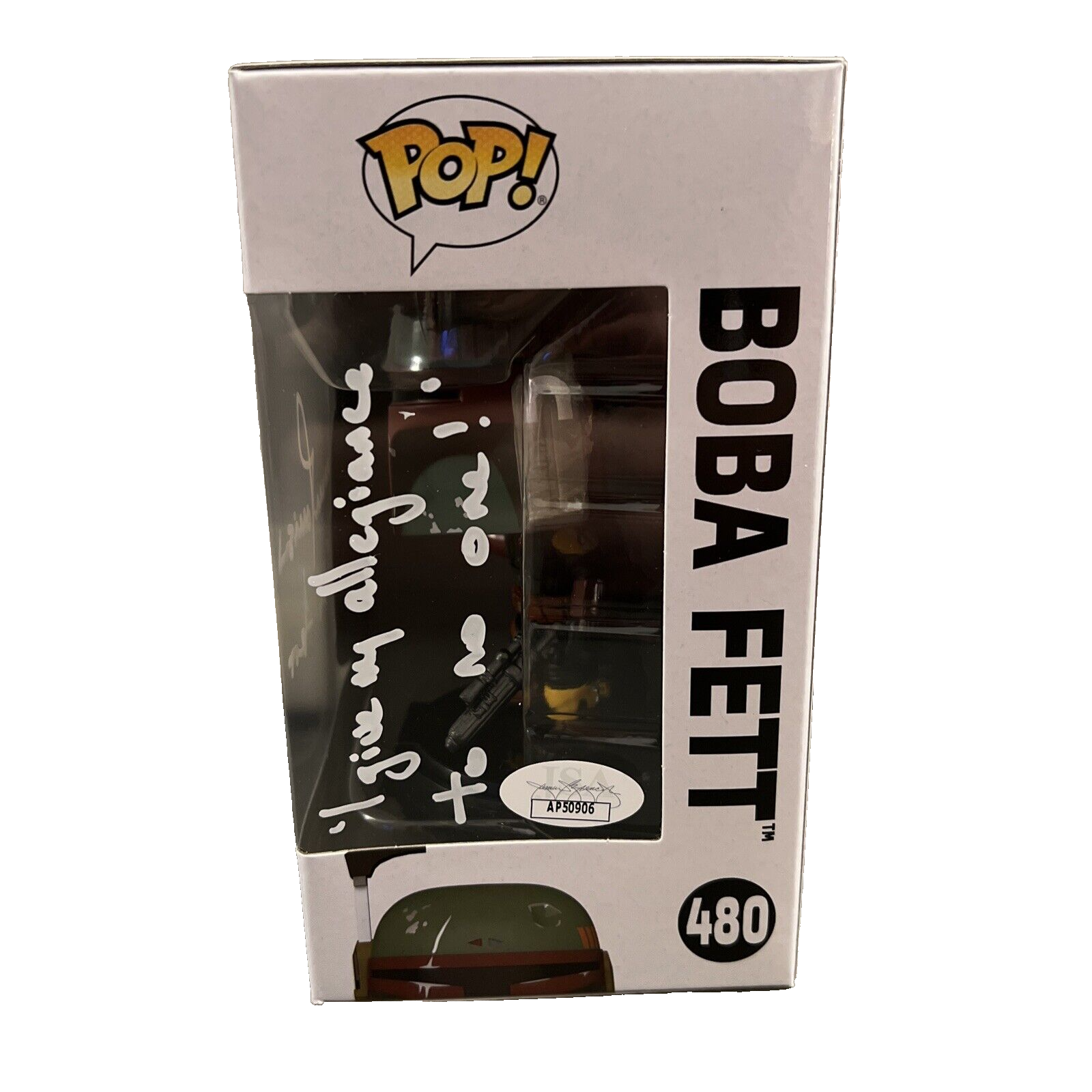 Temura Morrison Signed Auto Boba Fett #480 Star Wars Funko Pop Rare Insc JSA COA2