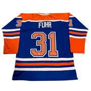 Grant Fuhr Signed Edmonton Oilers Custom Jersey w/ HOF 03 Beckett W BAS COA0