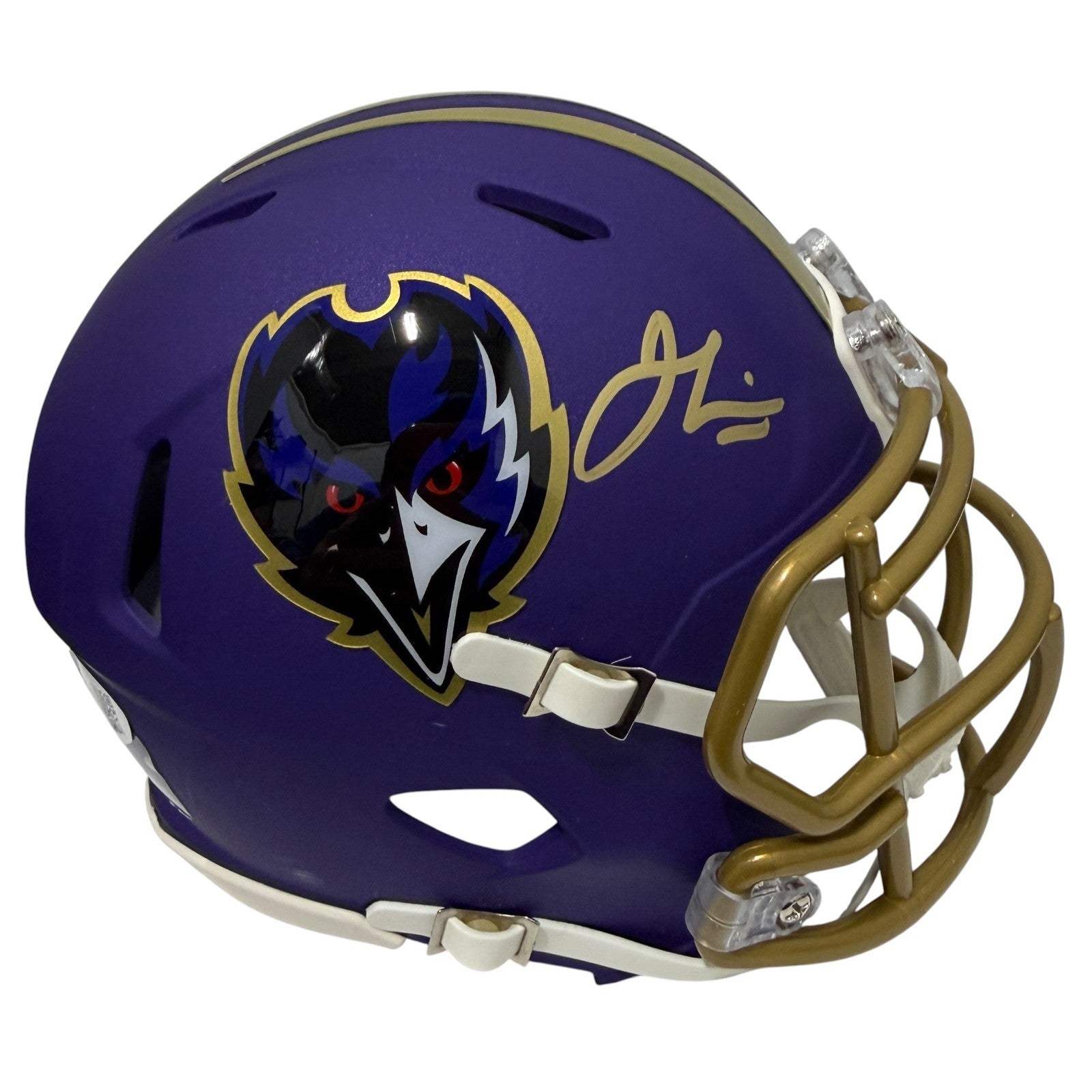 Jamal Lewis Signed Baltimore Ravens Alt Purple Mini Helmet JSA Witness COA0