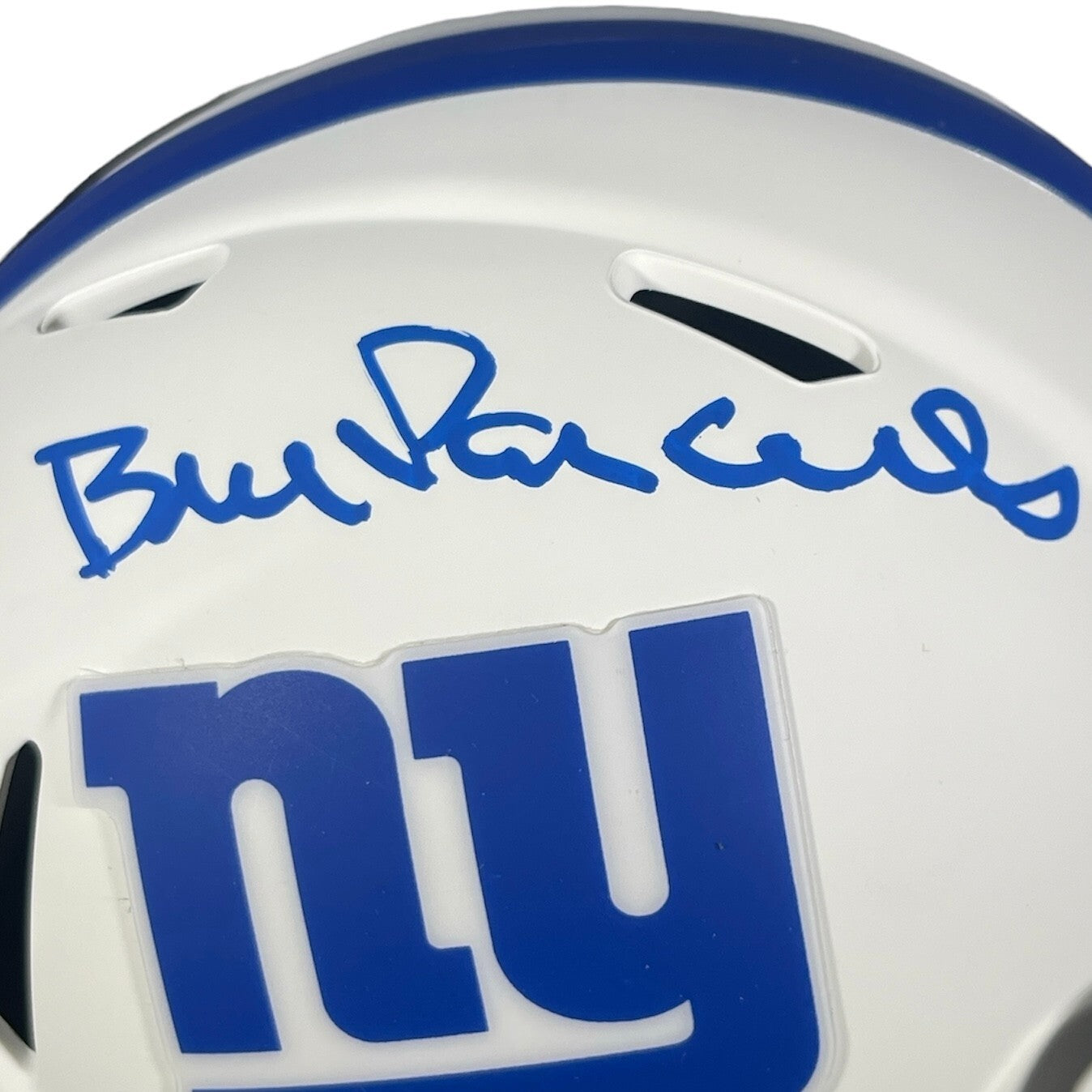 Bill Parcells Signed Giants Lunar Mini Helmet Beckett Witness BAS COA1