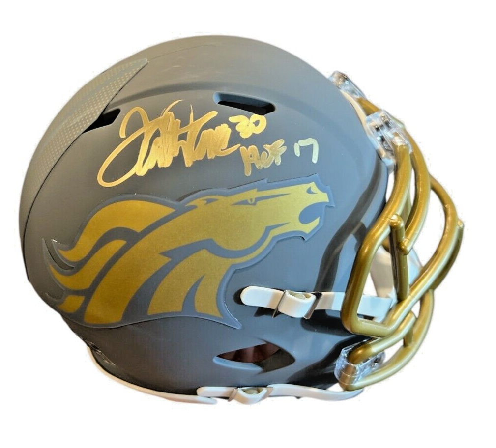 Terrell Davis Signed Denver Broncos Slate Mini Helmet w HOF JSA Witness COA0