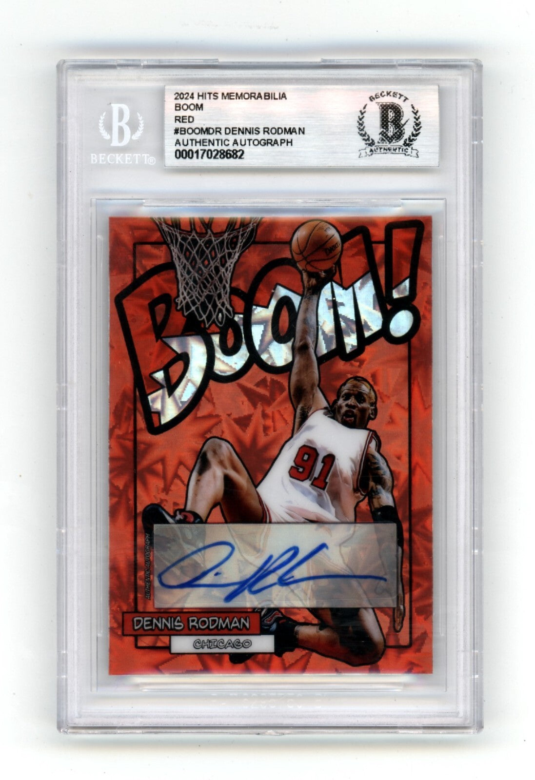 Dennis Rodman 2024 Hits Memorabilia BOOM Red #/5 Signed BGS BAS Auto Bulls0