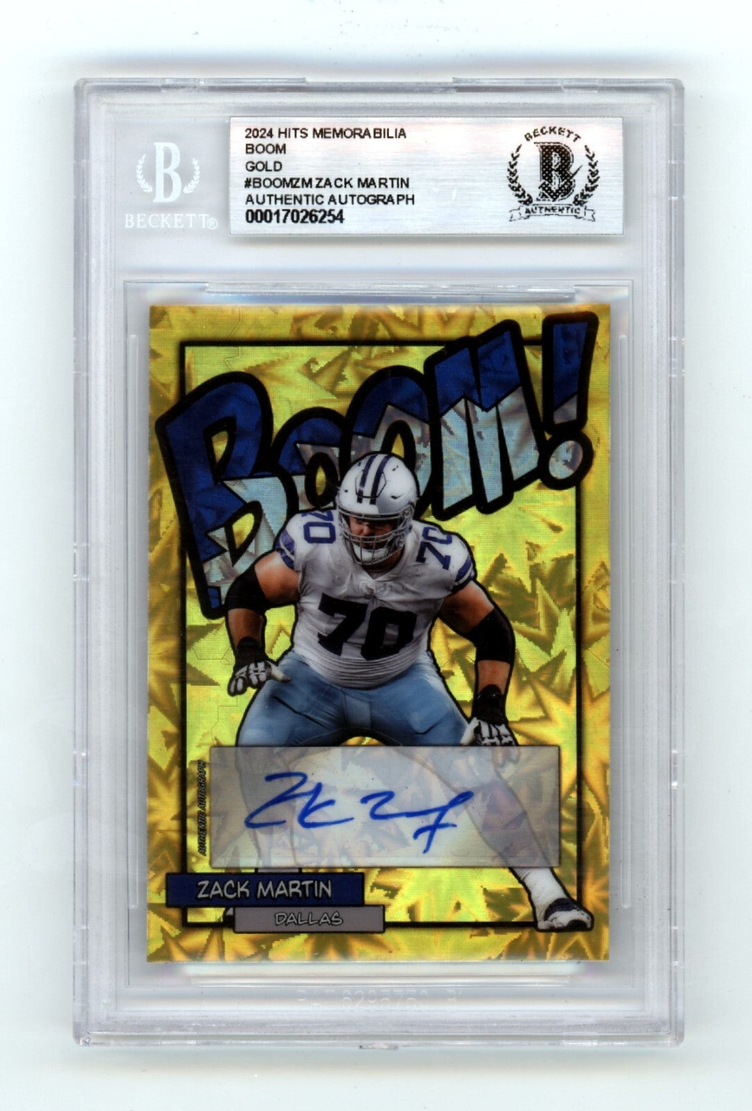 Zack Martin 2024 Hits Memorabilia BOOM Gold #/10 Signed BGS BAS Auto Cowboys0