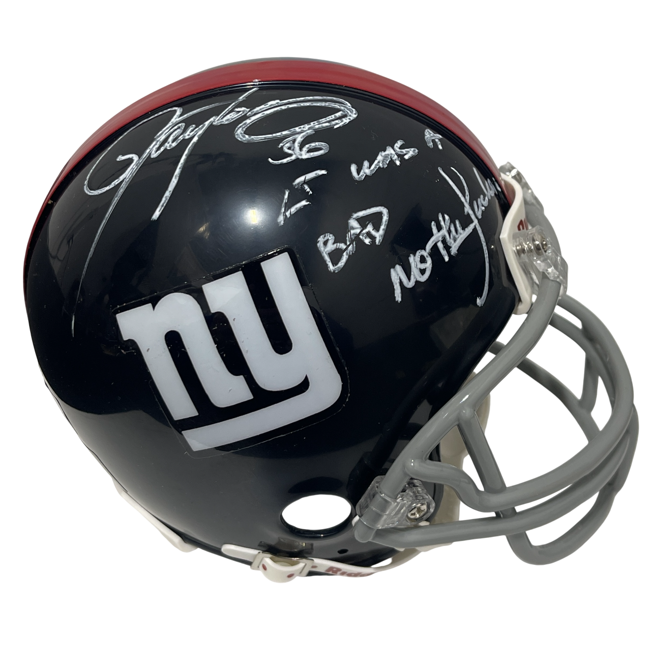 Lawrence Taylor Signed Giants TB Mini Helmet w/ Bad MFer Beckett Wit BAS COA A0