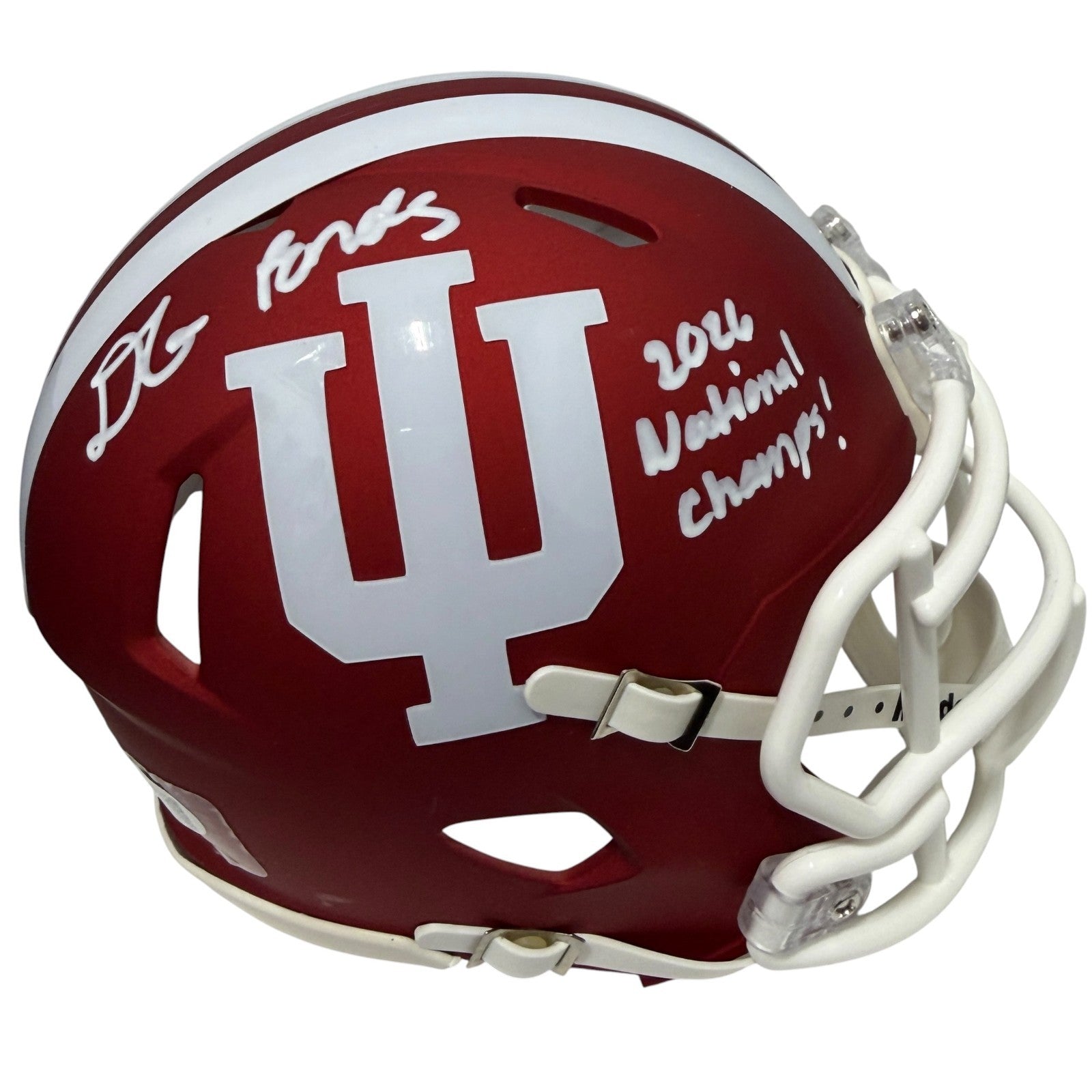 D'Angelo Ponds Signed Indiana Mini Helmet w/ 2026 National Champs! JSA Wit COA0