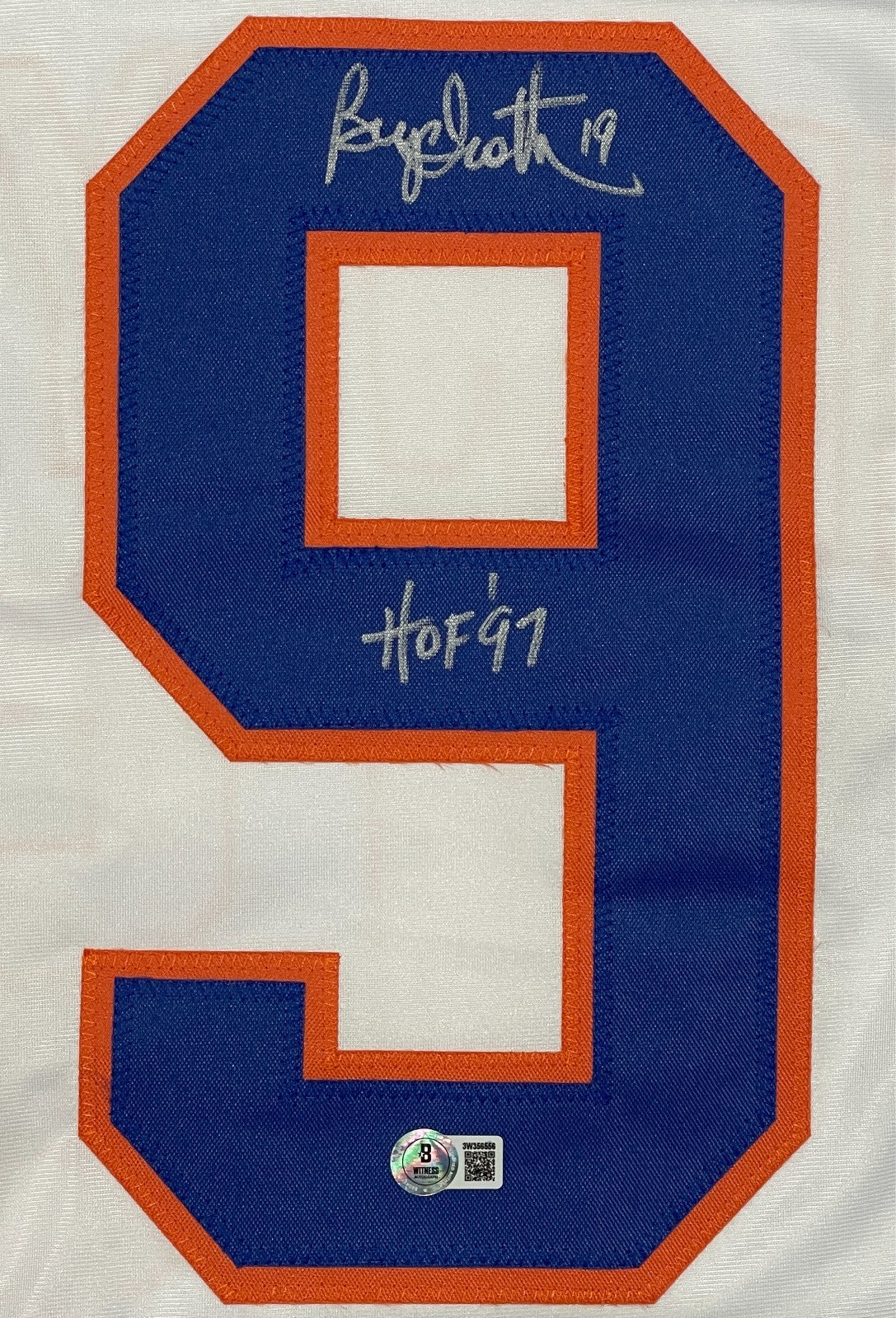 Bryan Trottier Signed Islanders Custom Jersey w/ HOF 97 Beckett Witness BAS COA1