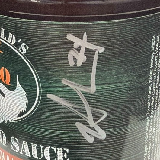 Nick Mangold Signed Autographed Mangold's 74 BBQ O.G. Sauce Jar JSA COA Jets1