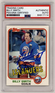 Billy Smith 1981-82 Topps East #93 Signed PSA Authentic Auto Islanders HOF0