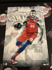Ben Simmons Signed 16x24 Photo Driven Upper Deck UDA COA 76ers Red Ink0