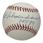 Red Schoendienst Signed Autographed ROMLB Baseball w/ HOF 89 JSA COA Cardinals0