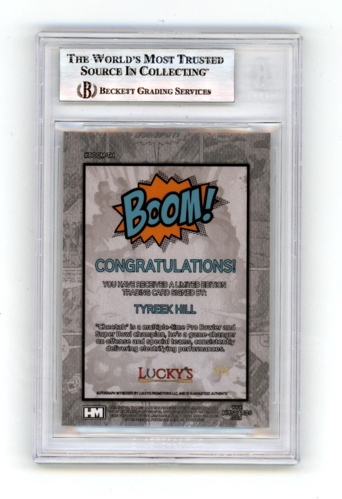 Tyreek Hill 2024 Hits Memorabilia BOOM Super #1/1 Signed BGS BAS Auto Dolphins1