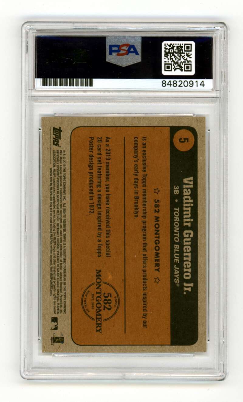 Vladimir Guerrero Jr. 2019 Topps 582 Montgomery Club #5 RC Signed PSA 10 Auto1
