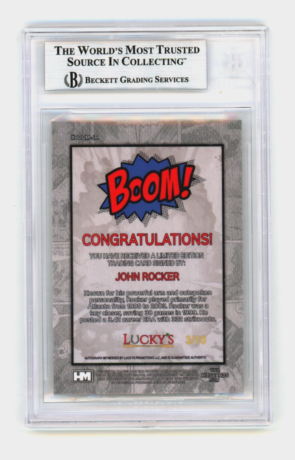 John Rocker 2024 Hits Memorabilia BOOM Gold /10 Signed BGS BAS Auto Atlanta1