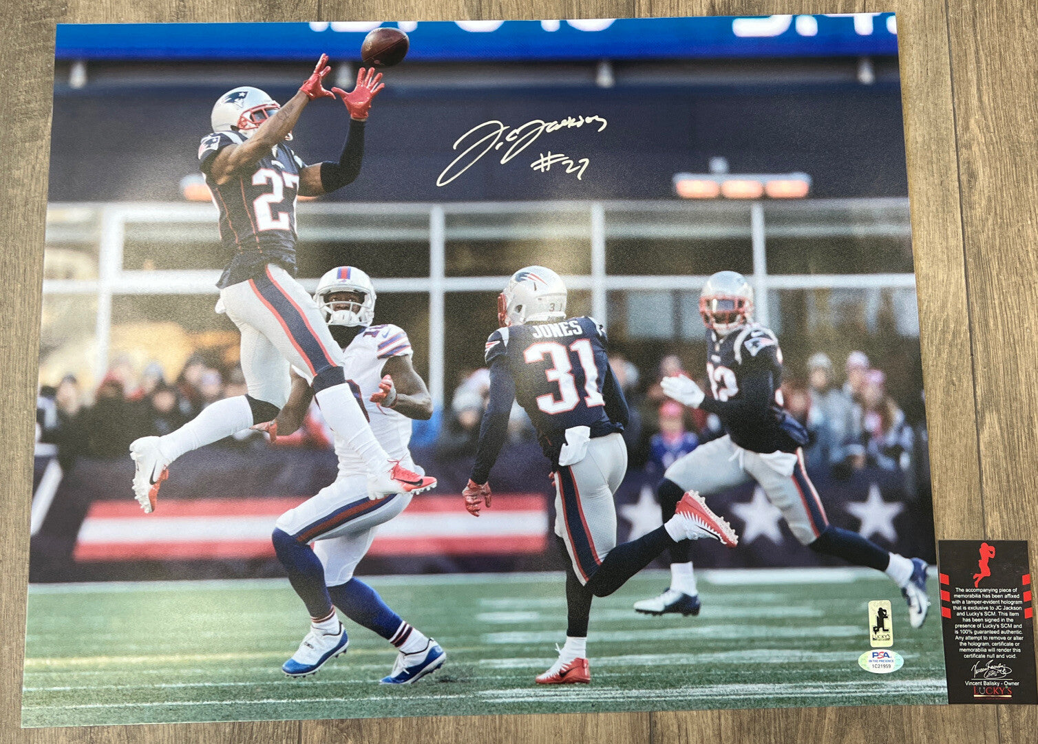 JC Jackson Signed Auto 16x20 Photo PSA ITP COA New England Patriots NAVY INT0