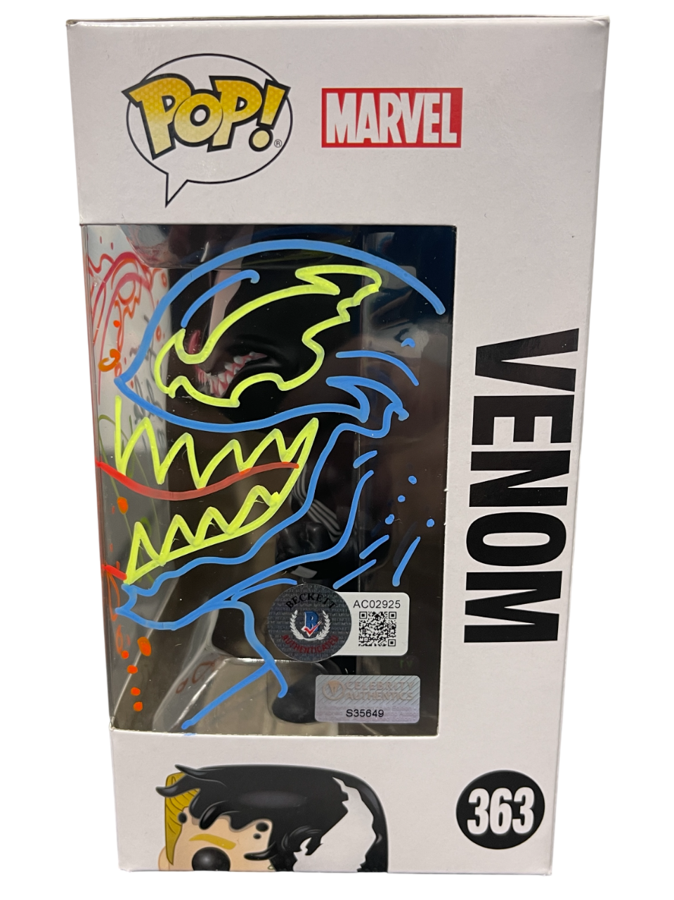 Tom Hardy Signed Venom Funko Pop #363 w/ Sam De La Rosa Sketch BAS & JSA COA B2